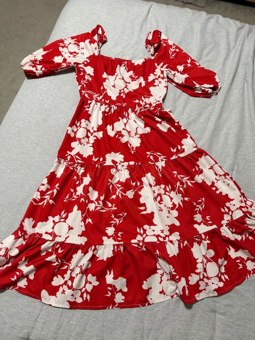 Midi Red Floral Dress